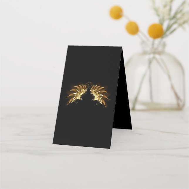 Golden Angel Wings on Black background Appointment Card (Front)
