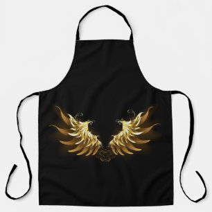 Golden Angel Wings on Black background Apron
