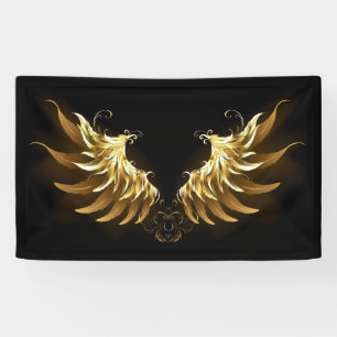 Golden Angel Wings on Black background Banner