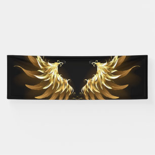 Golden Angel Wings on Black background Banner