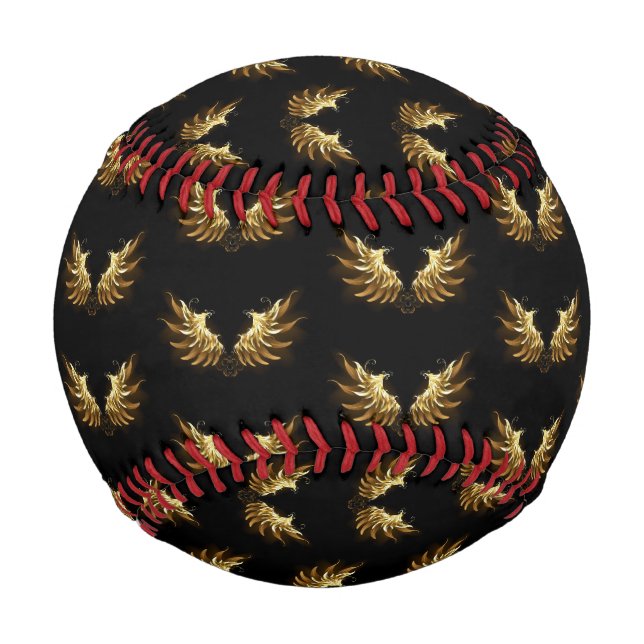 Golden Angel Wings on Black background Baseball (Front)