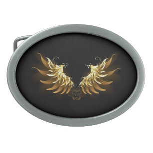 Golden Angel Wings on Black background Belt Buckle