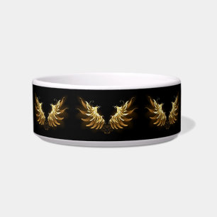Golden Angel Wings on Black background Bowl