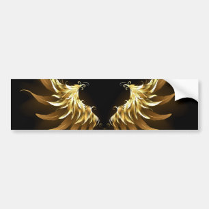 Golden Angel Wings on Black background Bumper Sticker