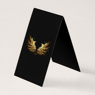 Golden Angel Wings on Black background Business Card