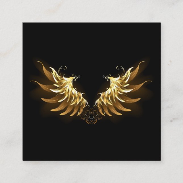Golden Angel Wings on Black background Calling Card (Front)