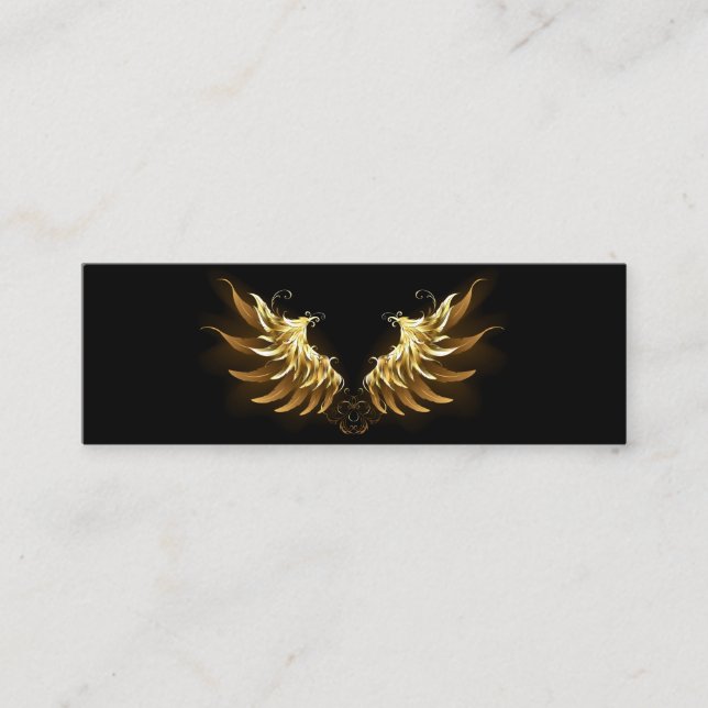 Golden Angel Wings on Black background Calling Card (Front)