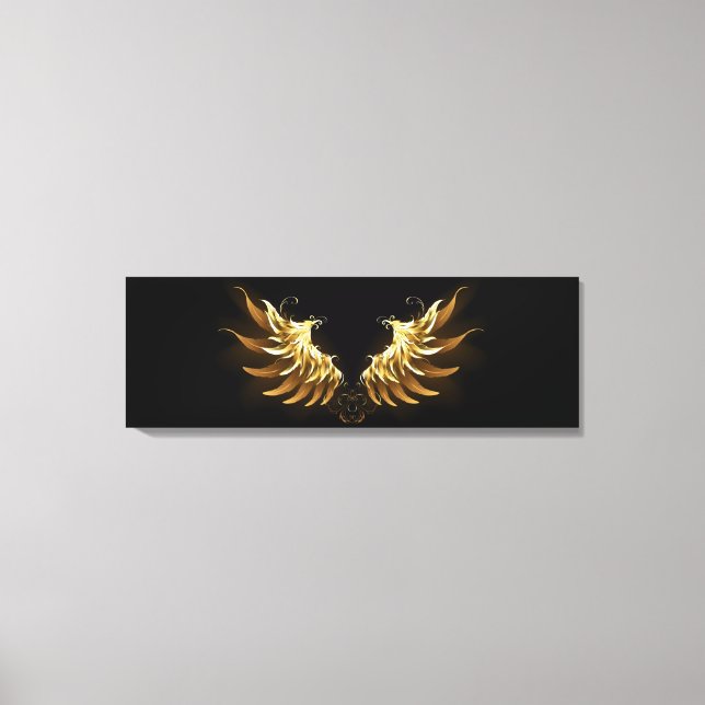Golden Angel Wings on Black background Canvas Print (Front)