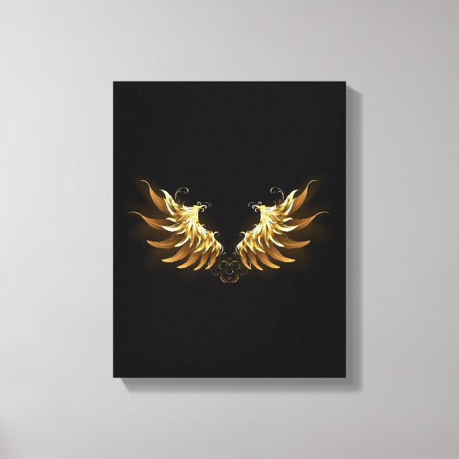 Golden Angel Wings on Black background Canvas Print (Front)