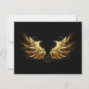Golden Angel Wings on Black background Card
