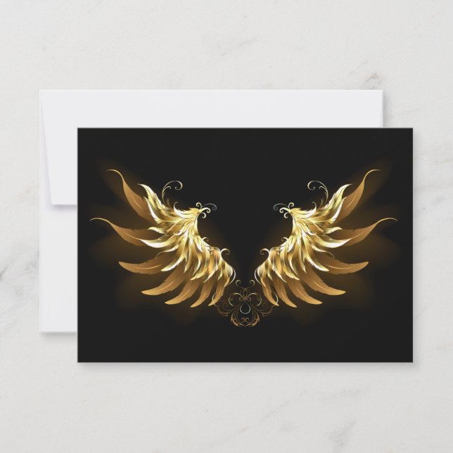 Golden Angel Wings on Black background Card (Front)