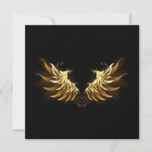 Golden Angel Wings on Black background Card