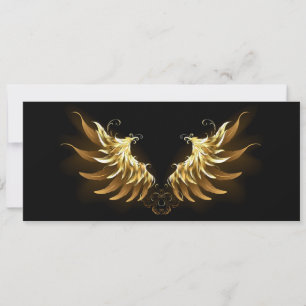 Golden Angel Wings on Black background Card