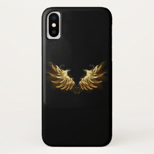 Golden Angel Wings on Black background iPhone X Case