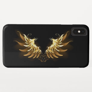 Golden Angel Wings on Black background iPhone XS Max Case