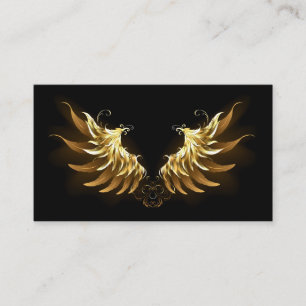 Golden Angel Wings on Black background Discount Card