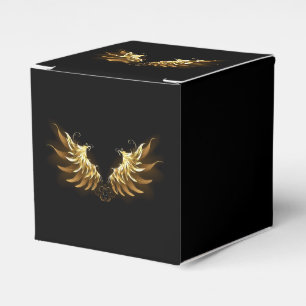 Golden Angel Wings on Black background Favour Box