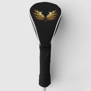 Golden Angel Wings on Black background Golf Head Cover