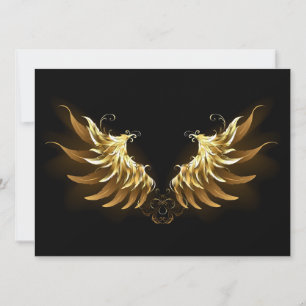 Golden Angel Wings on Black background Holiday Card