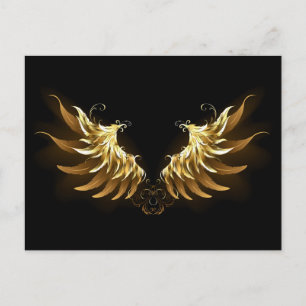 Golden Angel Wings on Black background Holiday Postcard
