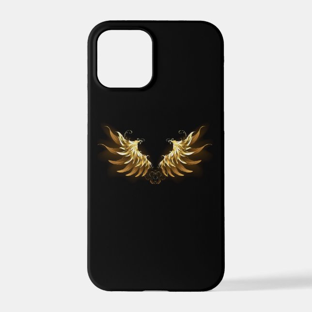 Golden Angel Wings on Black background iPhone Case (Back)