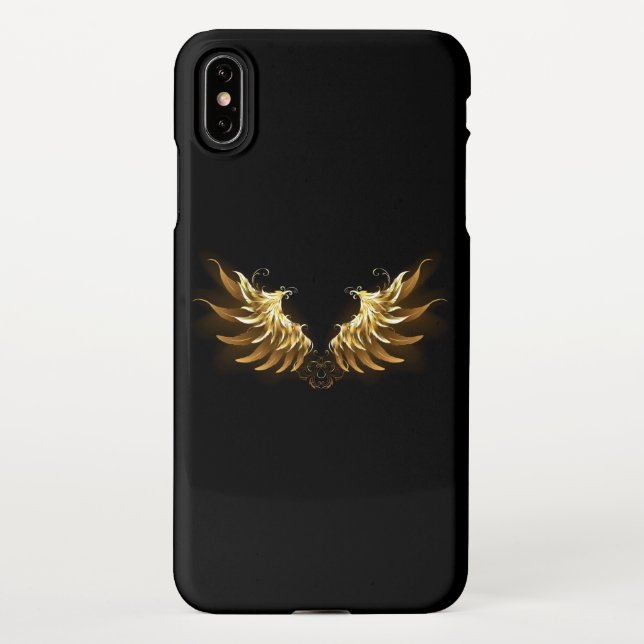 Golden Angel Wings on Black background iPhone Case (Back)