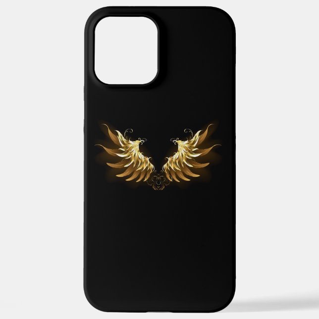 Golden Angel Wings on Black background iPhone Case (Back)