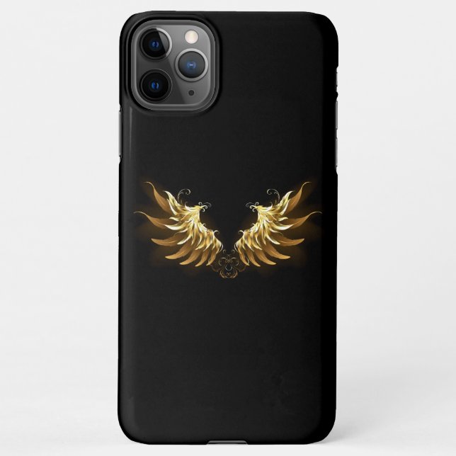 Golden Angel Wings on Black background iPhone Case (Back)