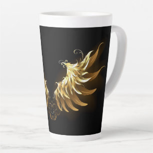 Golden Angel Wings on Black background Latte Mug