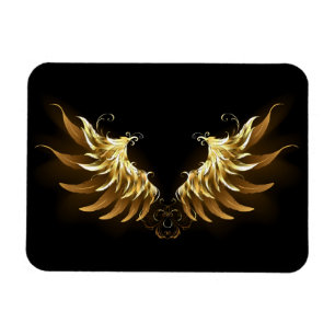 Golden Angel Wings on Black background Magnet