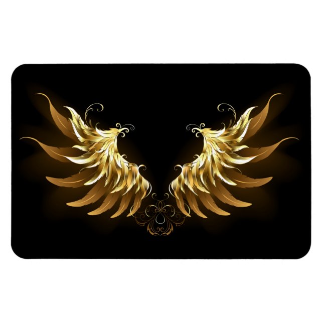 Golden Angel Wings on Black background Magnet (Horizontal)