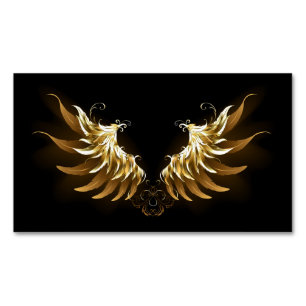 Golden Angel Wings on Black background Magnetic Business Card