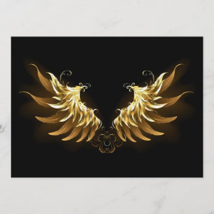 Golden Angel Wings on Black background Menu