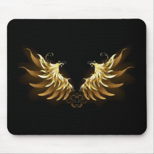 Golden Angel Wings on Black background Mouse Mat