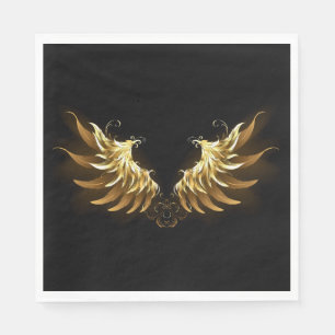 Golden Angel Wings on Black background Napkin