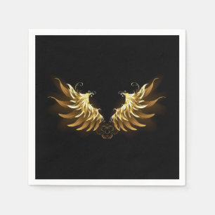 Golden Angel Wings on Black background Napkin