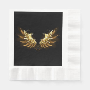 Golden Angel Wings on Black background Napkin
