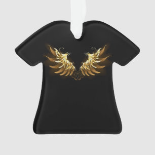 Golden Angel Wings on Black background Ornament