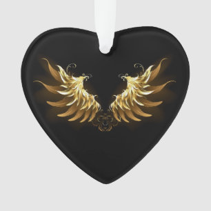 Golden Angel Wings on Black background Ornament