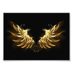 Golden Angel Wings on Black background Photo Print