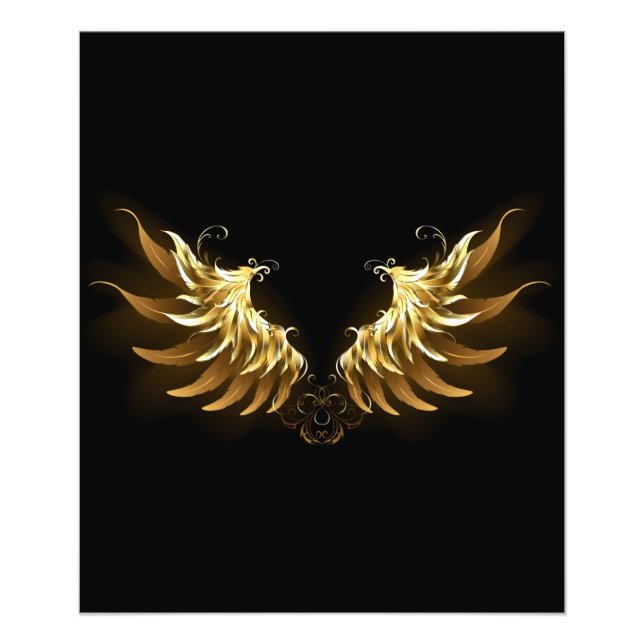 Golden Angel Wings on Black background Photo Print (Front)