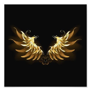 Golden Angel Wings on Black background Photo Print