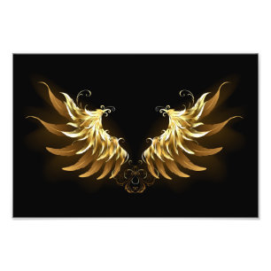 Golden Angel Wings on Black background Photo Print