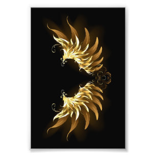 Golden Angel Wings on Black background Photo Print