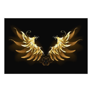 Golden Angel Wings on Black background Photo Print