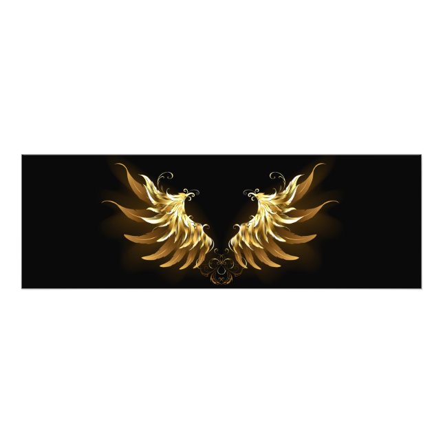 Golden Angel Wings on Black background Photo Print (Front)