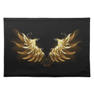Golden Angel Wings on Black background Placemat