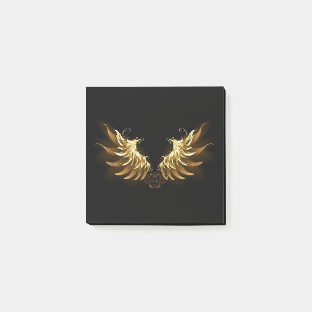 Golden Angel Wings on Black background Post-it Notes (Front)