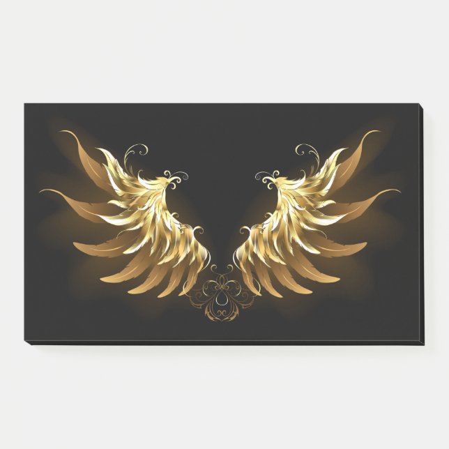 Golden Angel Wings on Black background Post-it Notes (Front)