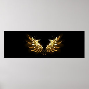 Golden Angel Wings on Black background Poster